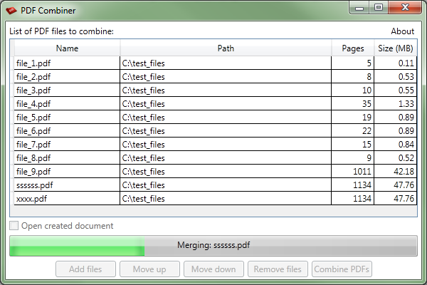 PDF Combiner screen shot