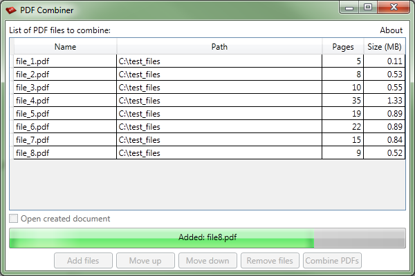 PDF Combiner - Adding files